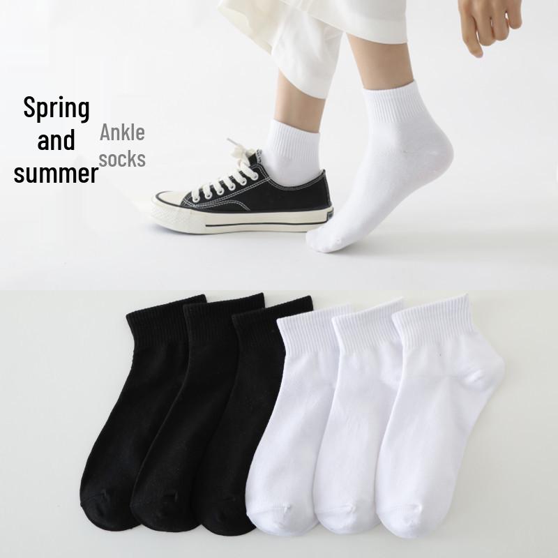 Men's Mid-Calf Japanese Style Socks - Black and White Ruffle Design for Autumn/Winter