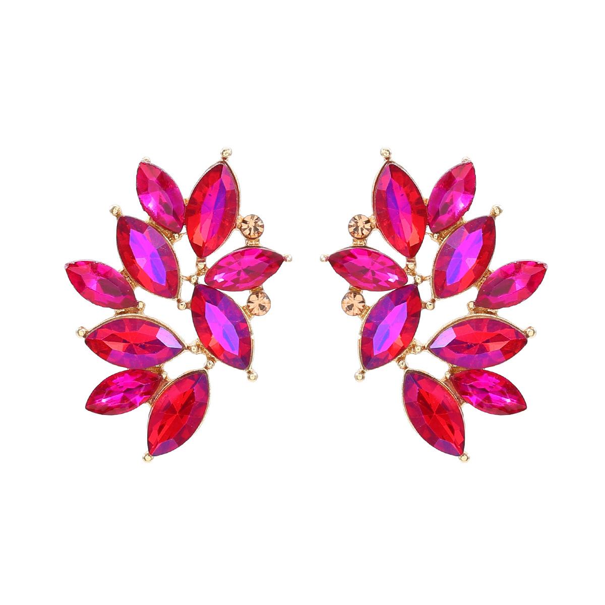 

Fashion Rhinestone Flower Stud Earrings for Women New Classic Retro Design Zircon Party Accessories
