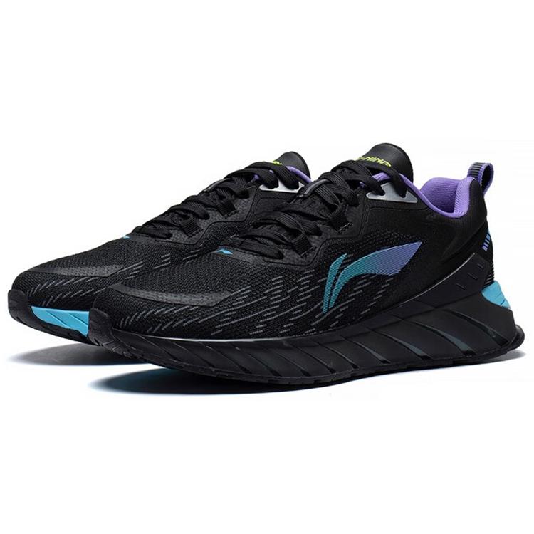 New LiNing Wear Resistant Low Top Running Shoes Men's Black Blue ARSS051-1