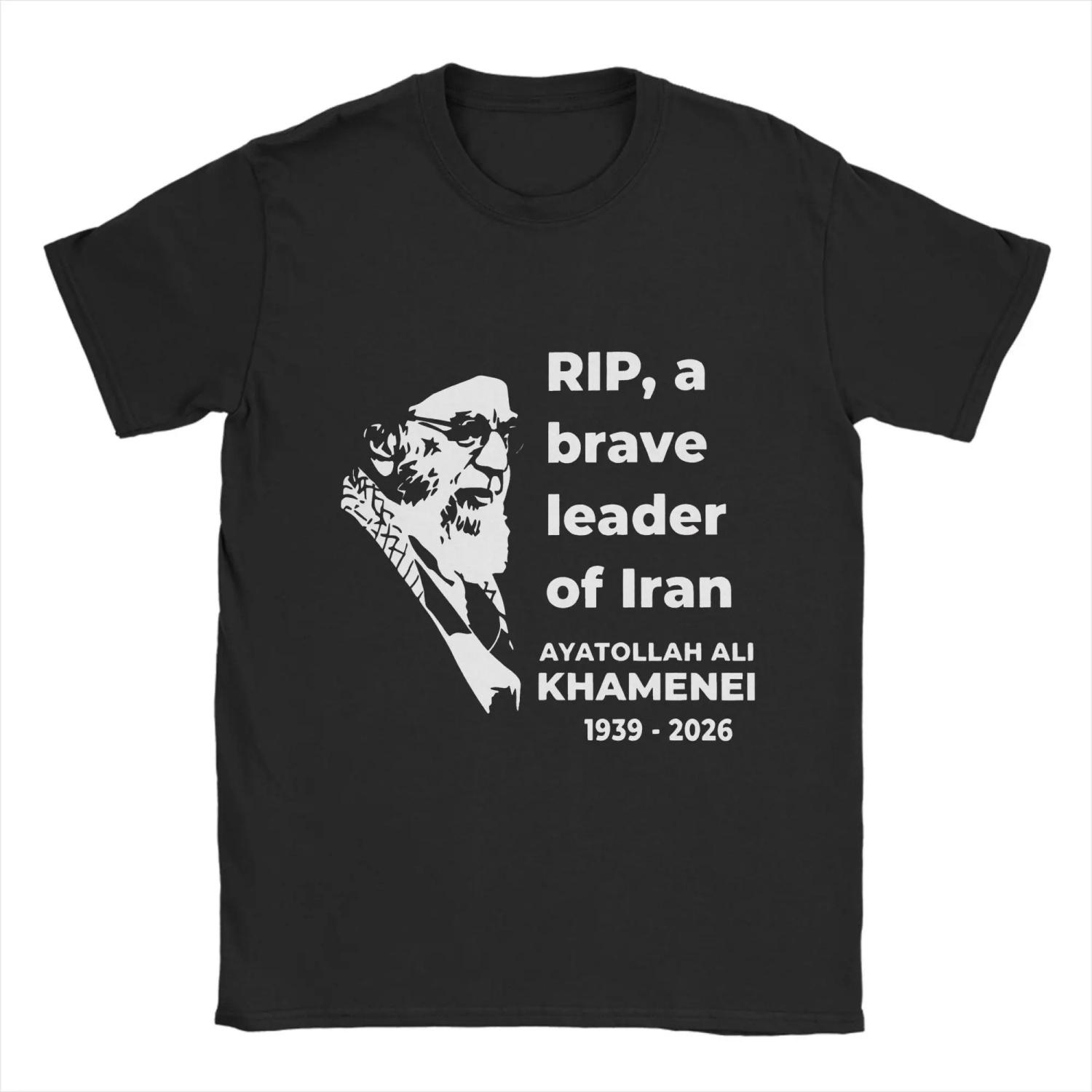 

Men Ali Khamenei T Shirts Cotton Clothing Fun Short Sleeve Crew Neck Tee Shirt New Arrival T-Shirts S чёрный