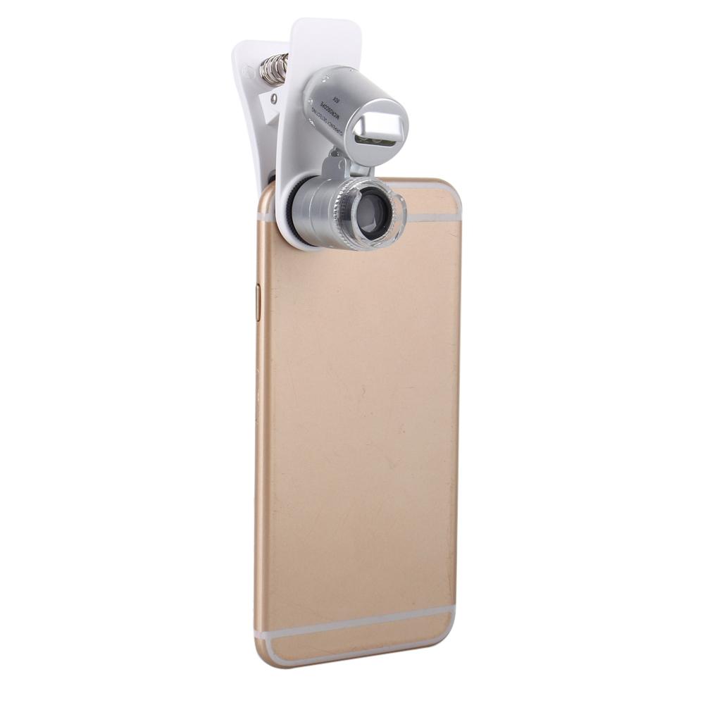 60X Lupe Handy Objektiv Kamera LED Mikroskop Lupe mit Clip Für iphone