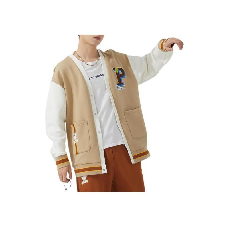 Puma Color Block Casual Long Sleeve Jacket Unisex Jacket Khaki 625798-83