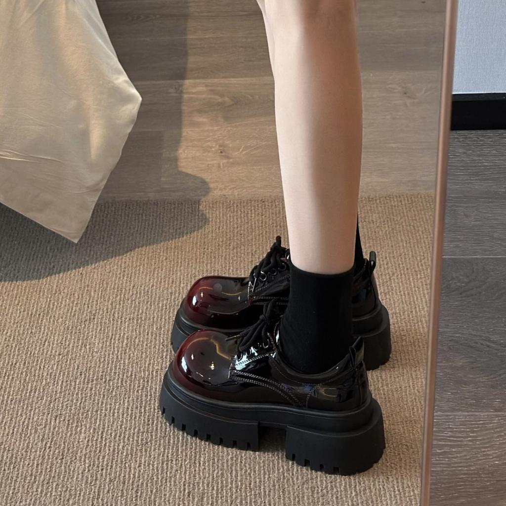 Retro big head small leather shoes women's 2025 spring and autumn new small height-increasing platform shoes British style loafers