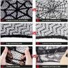 AerWo Halloween Tablecloth Lace Spiderweb Table Cloth, 30-Inch Centerpiece Round Table Topper for Halloween Decorations Festive Party Supplies