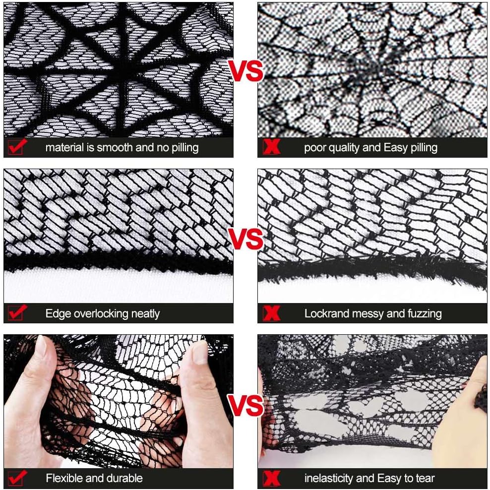 AerWo Halloween Tablecloth Lace Spiderweb Table Cloth, 30-Inch Centerpiece Round Table Topper for Halloween Decorations Festive Party Supplies