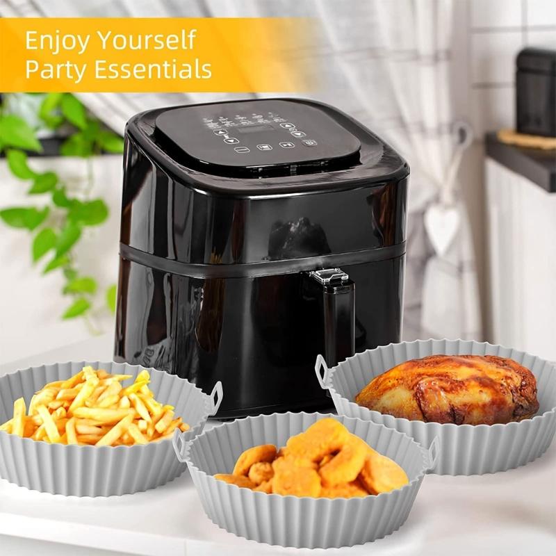 2Pcs Air Fryers Silicone Pot Non Liners Replacement Reusable Baking Tray Air Fryers Basket Dishwasher Safe