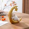 White Sheep Moon Shaped Ramadan Decoration Cartoon Resin Desktop Ornament Gift Mini Ramadan Blessing Souvenir Home Decor
