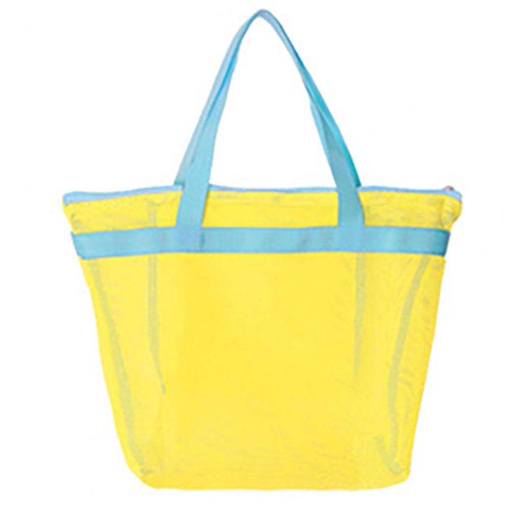 Portable Beach Bag Hollow Mesh Quick Dry Beach Tote Foldable Mesh Swimming Bag For Children Beach Toy Baskets Storage Bag