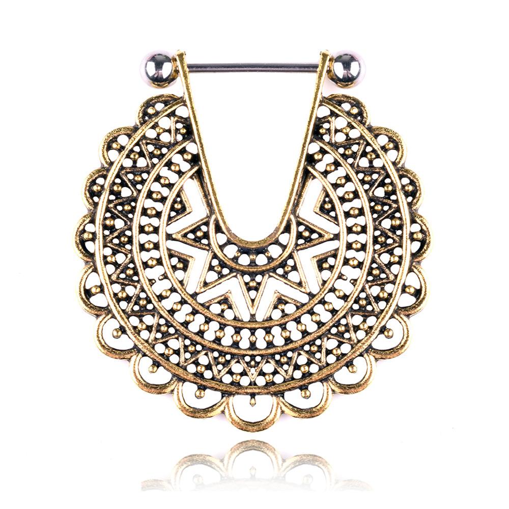 

Модельное кольцо в персидском стиле с ретро-узором, полое кружевное кремовое кольцо античная золотой