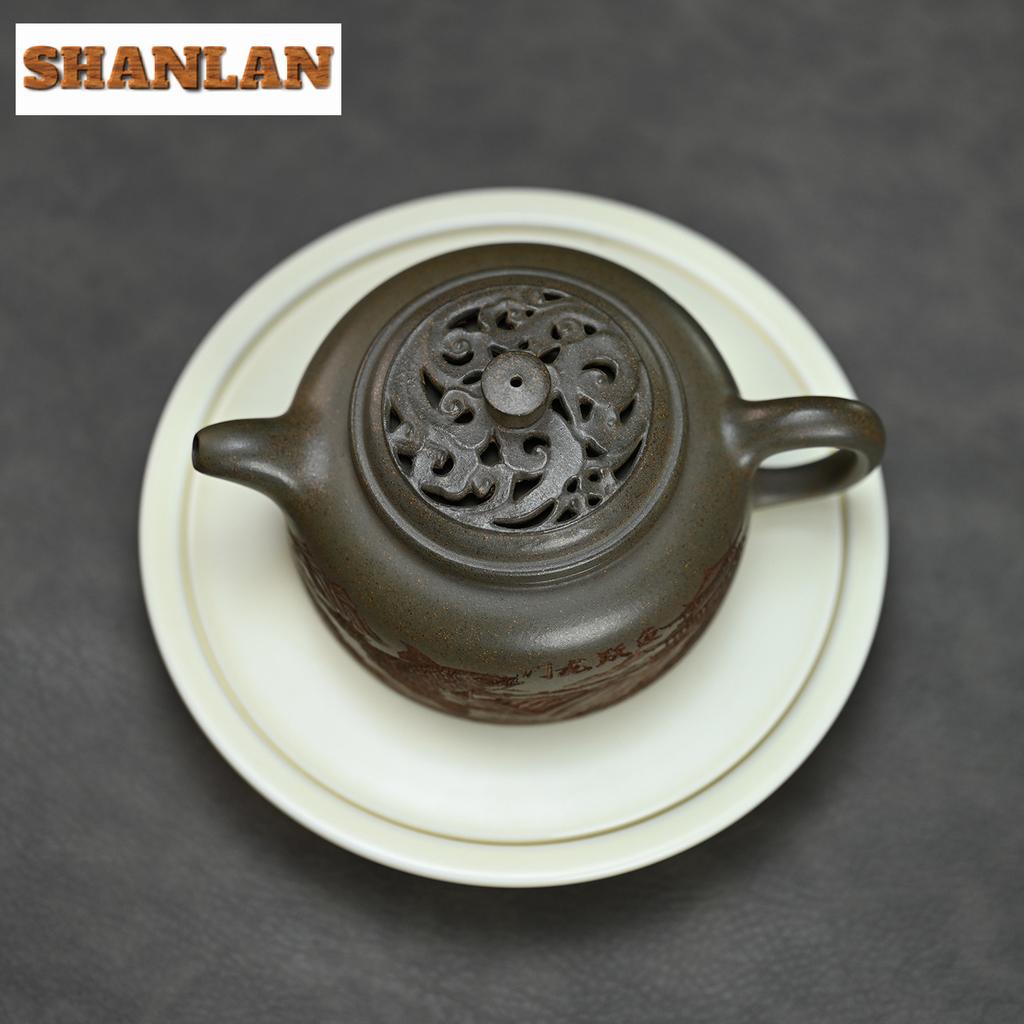 300ml Retro Yixing Purple Clay Teapots Artists Handmade Pot Raw Ore Cyan Section Mud Tea Brewing Kettle Zisha Tea Set Drinkware