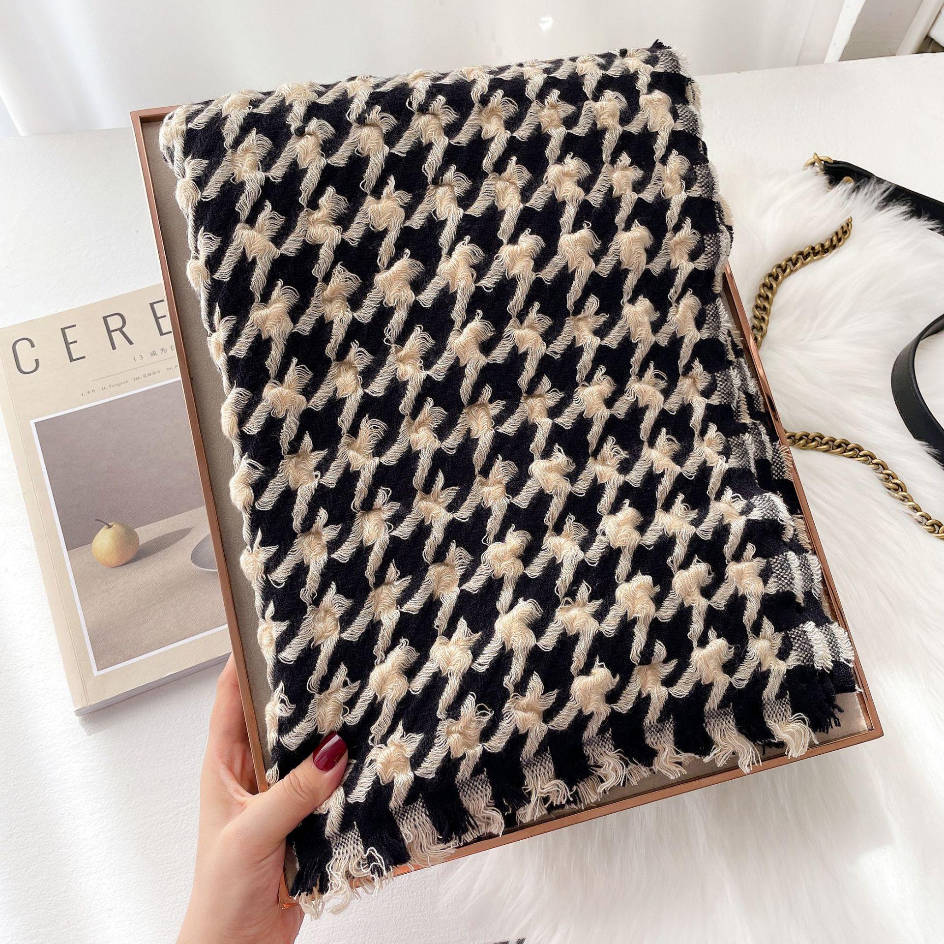 

Шарф женский удлиненный и утолщенный, чтобы сохранять тепло в японском и корейском стиле, иностранный стиль, длинная шаль с кисточками Low Version - Thousand Birds Black