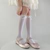 Girls' Ballet Lace Bow Frilly Calf Socks - Mesh Hollow Out, Ruffled Edge, Mary Jane Style
