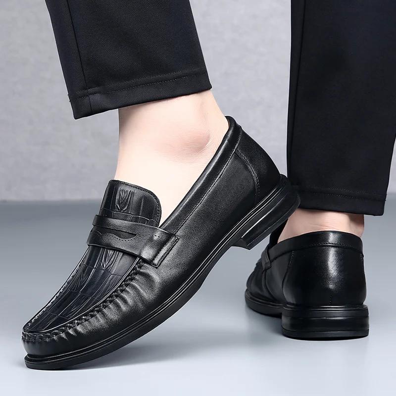 Fashion Men's Classics Business Dress Shoes Outdoor Slip on Loafers Casual Leather Driving Shoes Brand Genuine Leather Walking Shoes