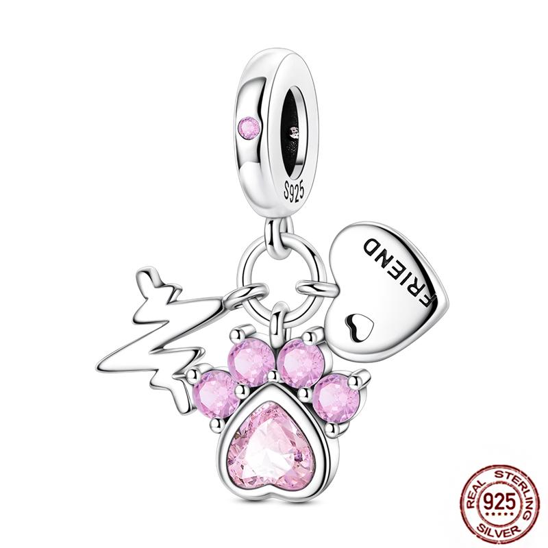 Copper Loveheart Charms Beads Cute Cat Panda Poker Phone Charm Pendant Fit Original Bracelet Diy Jewelry Women Gift