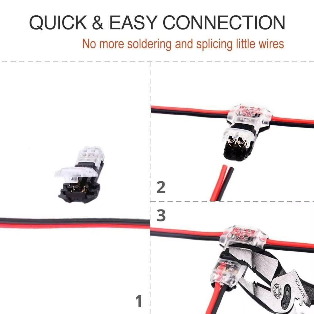 1/5Pcs Low Voltage Electrical Cable Crimp T Type Terminal Clamp  For for AWG 24-18 Wires Wiring