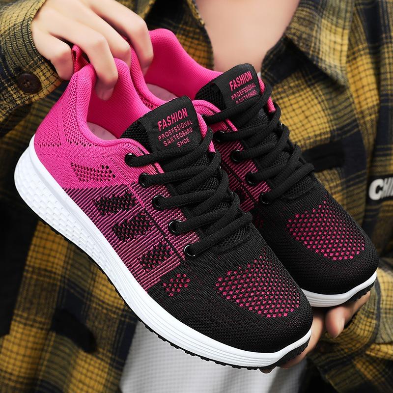 Women's shoes versatile spring new fly-woven sports shoes women's shoes soft-soled casual student running shoes