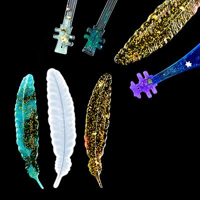 DIY Bookmark Mould Pipa Feather Rectangle Epoxy Resin Casting Mold for Craft Resin Casting Resin Mould Student Gift Tool