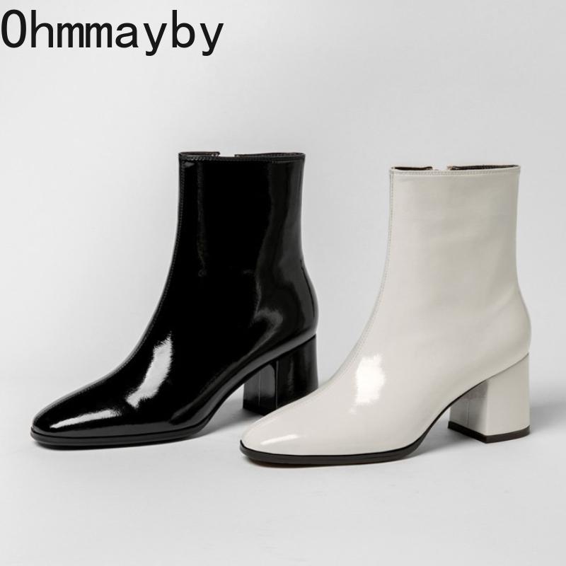 Winter Patent Leather Ankle Boots For Women Fashion Side Zippers Short Boots Female Elegant High Heel Women'S Mordern Botties