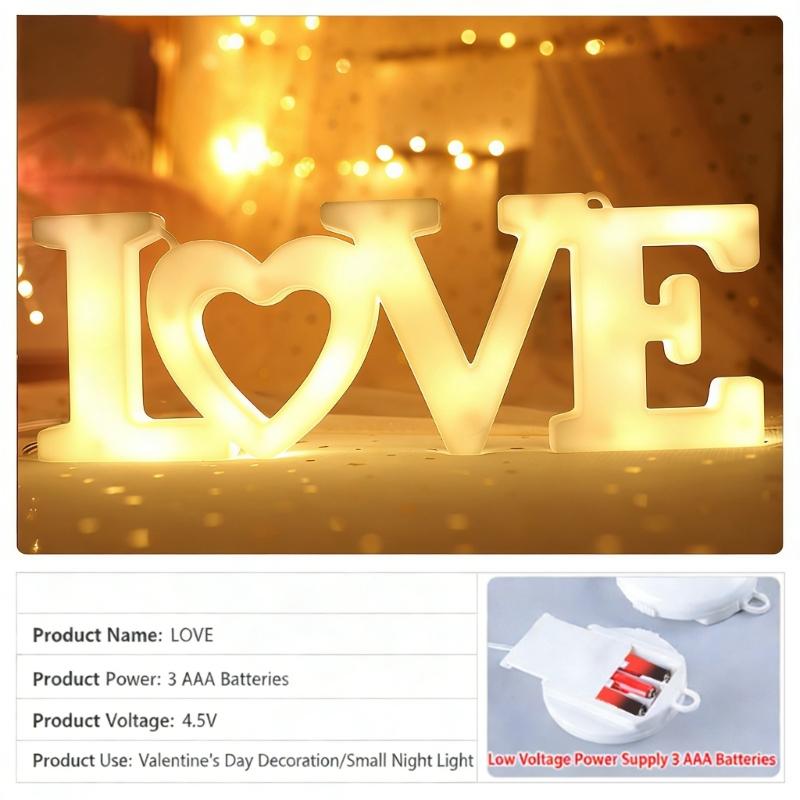 LED Illuminated LOVE Letter Sign Shatterproof PVC Glowing LOVE Letter Decoration for Wedding Valentine's Day Anniversary