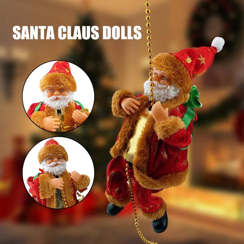 

Работающий от батареек канат для скалолазания Санта-Клаус музыкальные игрушки для рождественской елки подвесное украшение декор рождественский детский подарок коричневый