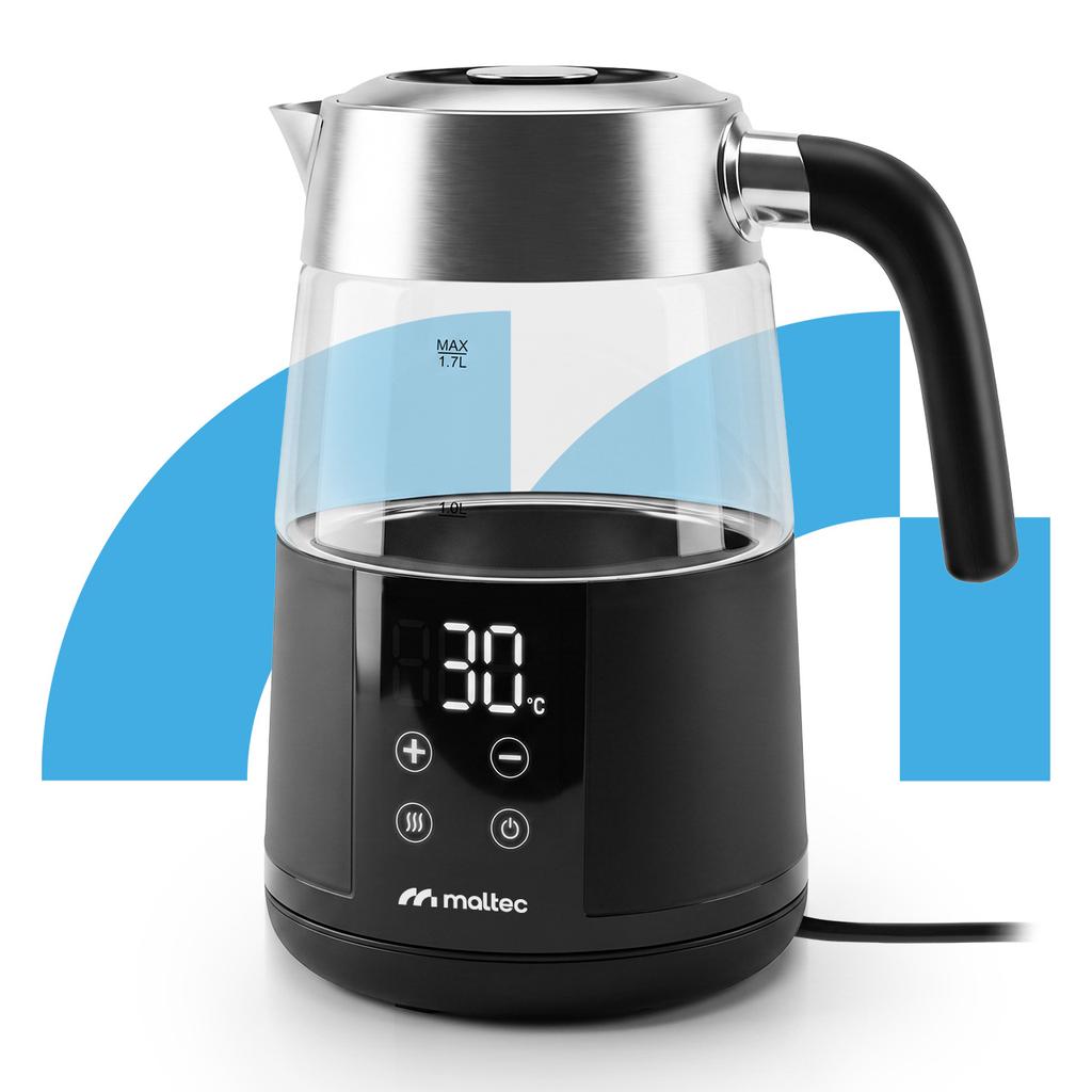 Electric Glass Kettle With Temperature Control Keep Warm 1.7L 2200W Boily5000-Bl