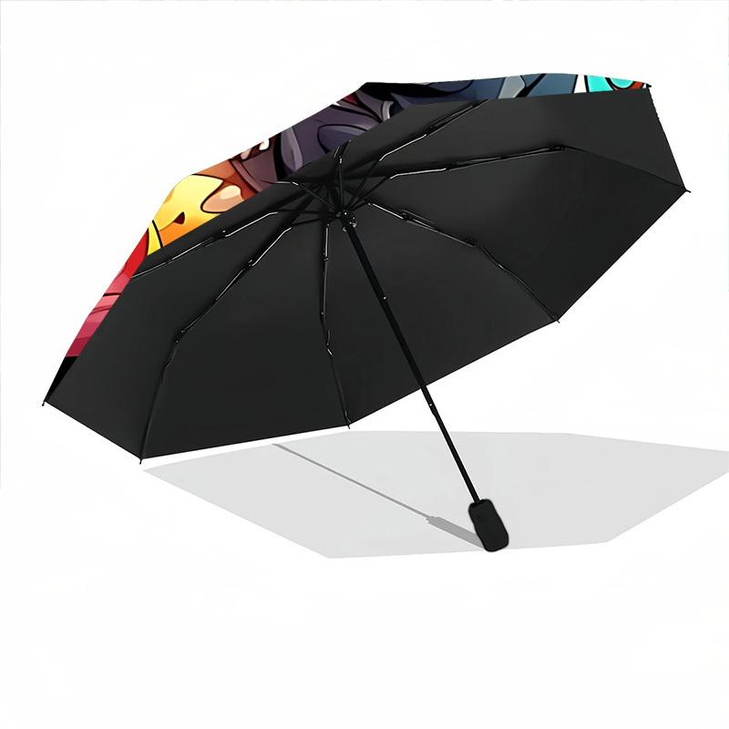1pc Bull Flames Automatic Folding Umbrella - Design, Durable Iron Frame for Travel, Outdoor, Beach Fashion Accessory A0920031