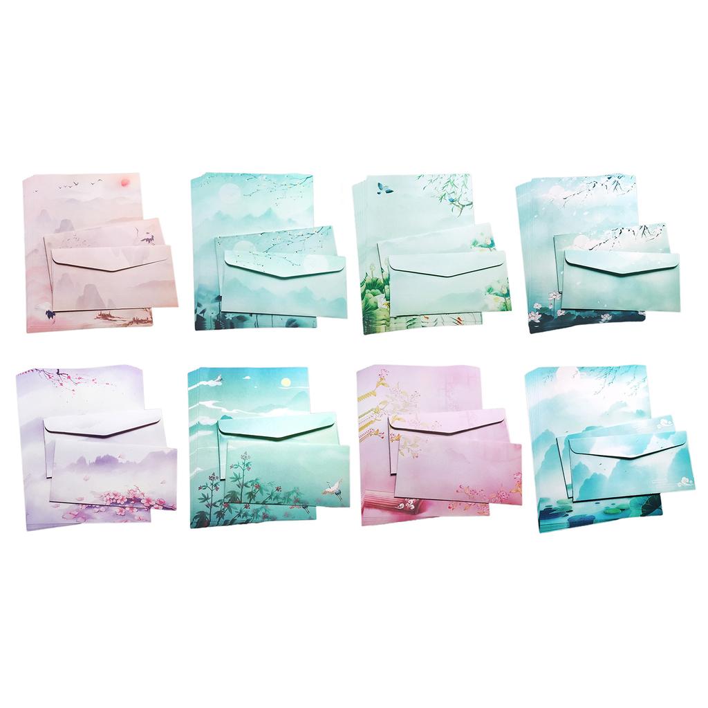 Sada psacích papírů a obálek Tradiční dopisní papír na psaní barevný oboustranný psací papír do školy