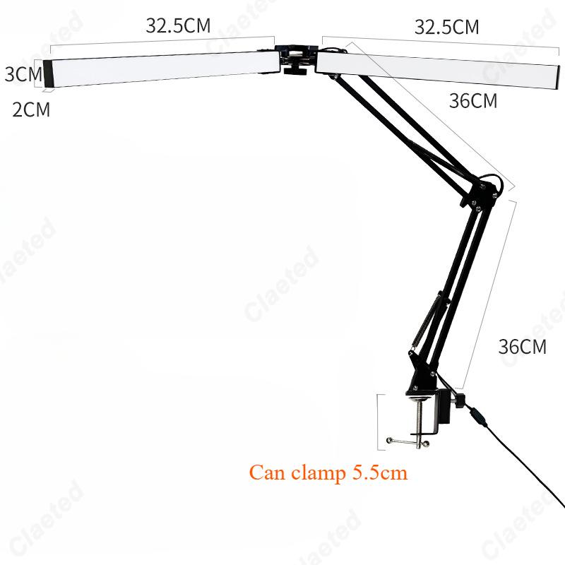 New LED Folding Long Arm Learning Eye Protection Reading Desk Lamp Bedroom Bedside Dormitory Study Lighting Beauty Clip Lamp