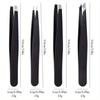4pcs Stainless Steel Eyebrow Tweezers Set, Hypoallergenic Multi-Functional Beauty Makeup Tools Kit with Flat, Slant, and Pointed Tips for Face Use