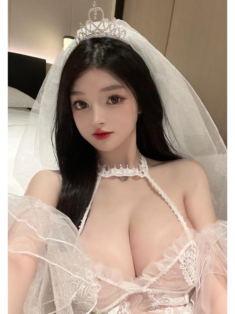 Mei Chu Lingerie: Sexy White See-Through Wedding Dress Set, Bride's Temptation.