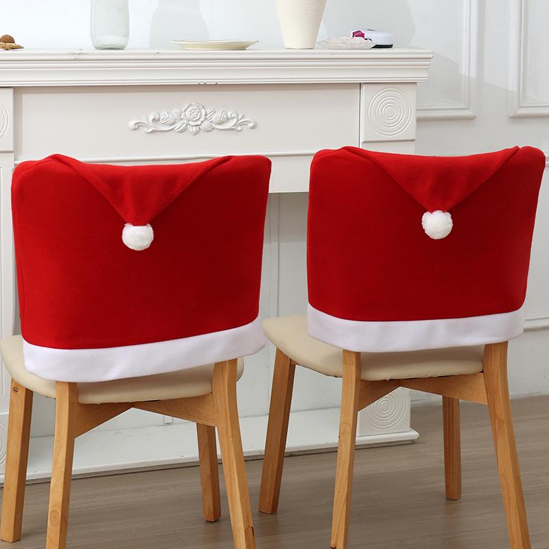 Red Brushed Cloth Christmas Chair Cover for Festive Dining Decor