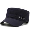 New men's spring and autumn cotton flat-top military hat five-star cap fishing hat outdoor hat