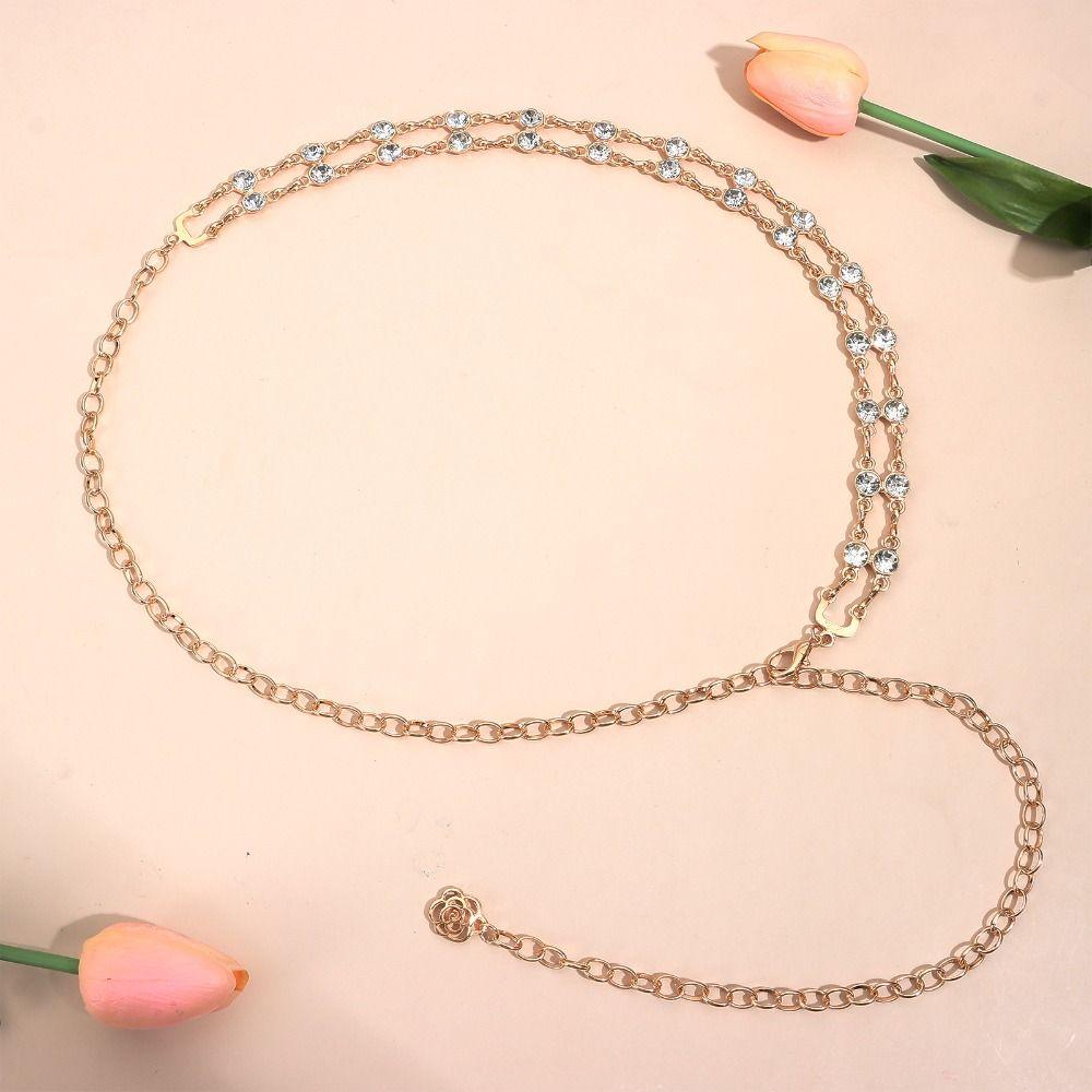 Crystal Chain Belt for Women Bling Diamond Wedding Bridal Belt Retro Waist Belts for Dress