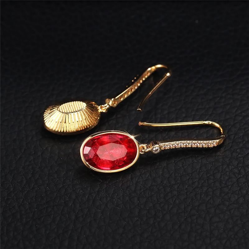 Huitan Simple and Elegant Red CZ Drop Earrings for Women Luxury Gold Color Female Earrings Fashion Versatile Jewelry WholesaleGood Product
