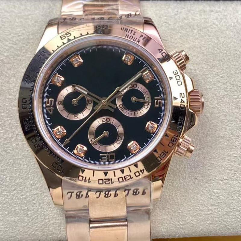 Reloj Mecánico Automático Laodijia Serie Daytona 40mm Oro Rosa para Hombre Panda