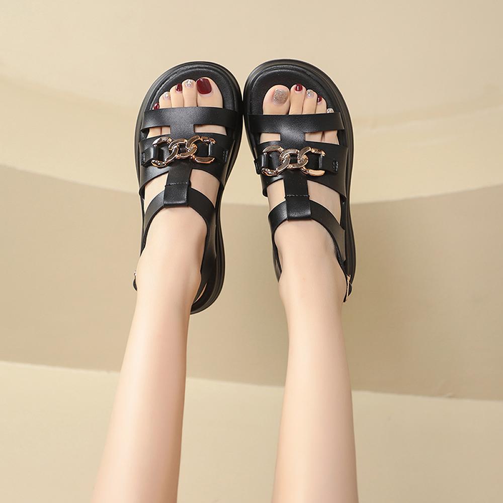 High Platform Sandals Women New 2025 Summer Breathable 5CM High Heels Ladies Leather Sneakers Chunky Slippers Sandalias Mujer