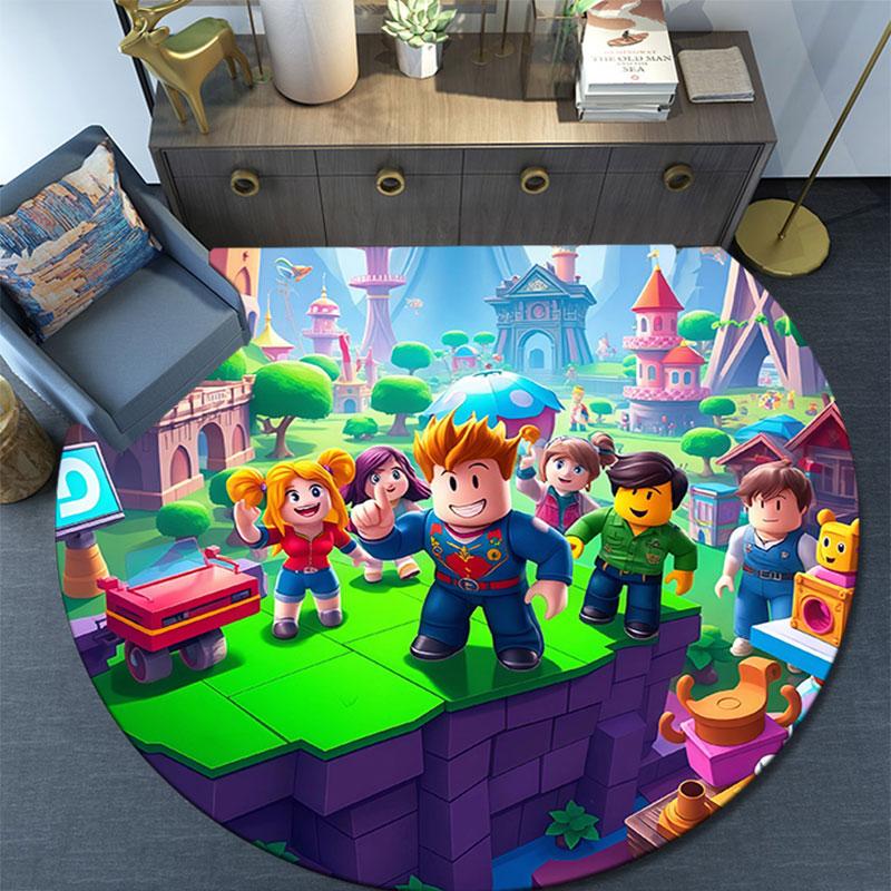 Roblox,Round Area Rug,Carpet Rug for Living Room Bedroom Sofa Playroom Decor,Non-slip Floor Mat