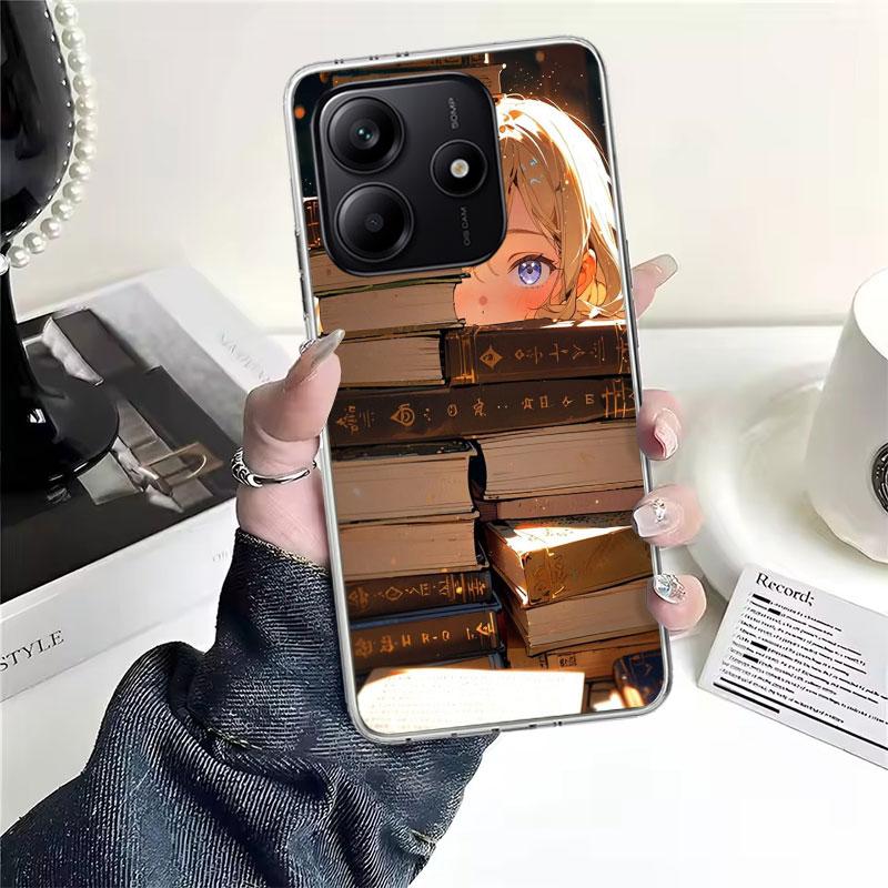 Read Books illustration Reading Soft Phone Case For Xiaomi Redmi Note 15 14 14S 13 12 Pro Plus 12S 11 11S 11E 10 10S 11T 5G Fund