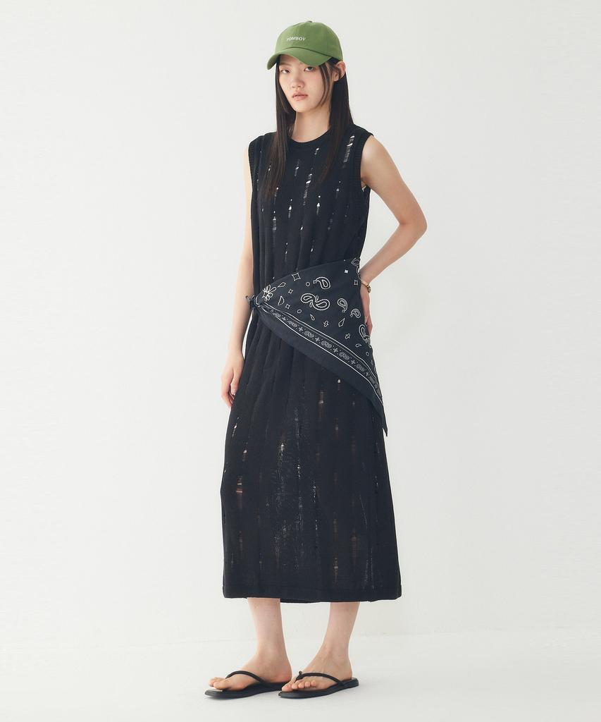 STUDIO TOMBOY Damaged Knit Sleeveless Dress_Black 9106241222