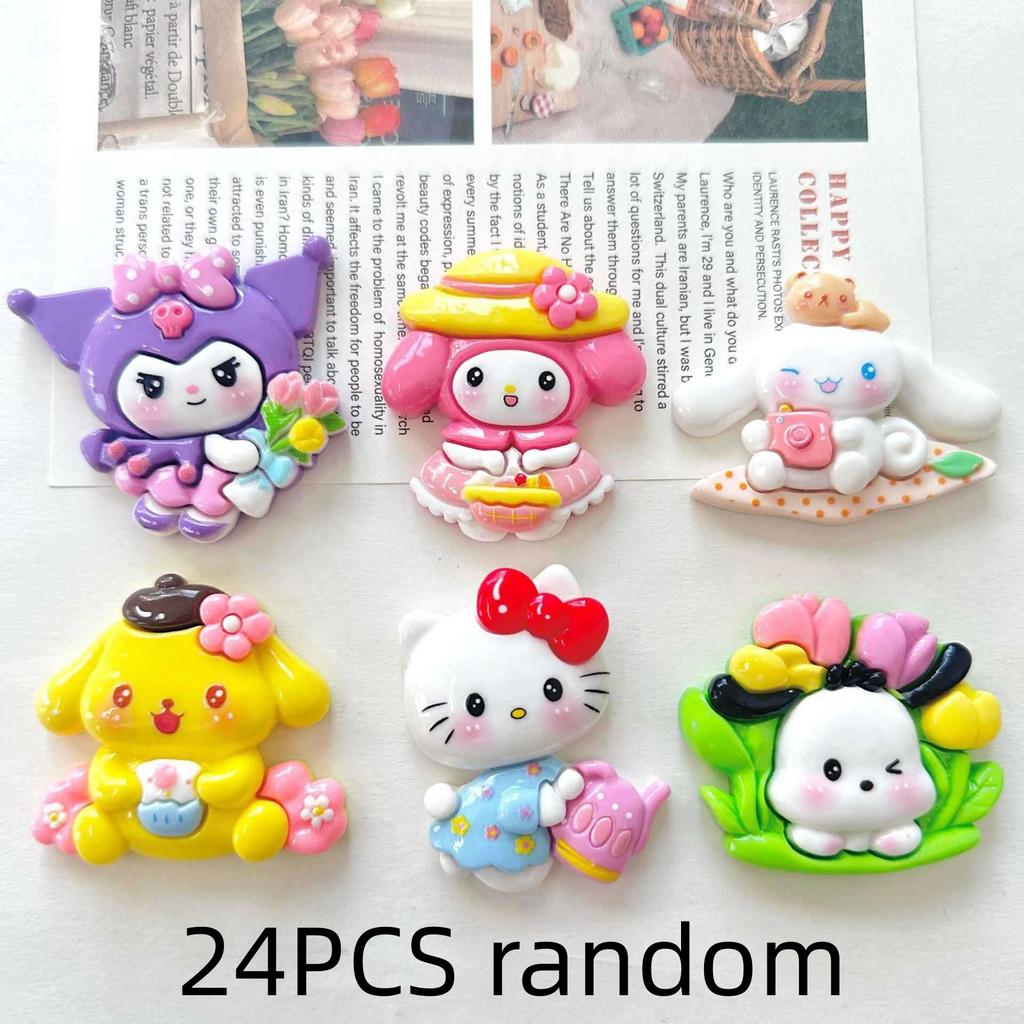 24/120PCS Cartoon Garden DIY Resin Accessories, Cream Glue Phone Cases, Hair Clips, Refrigerator Stickers, Handmade Materials