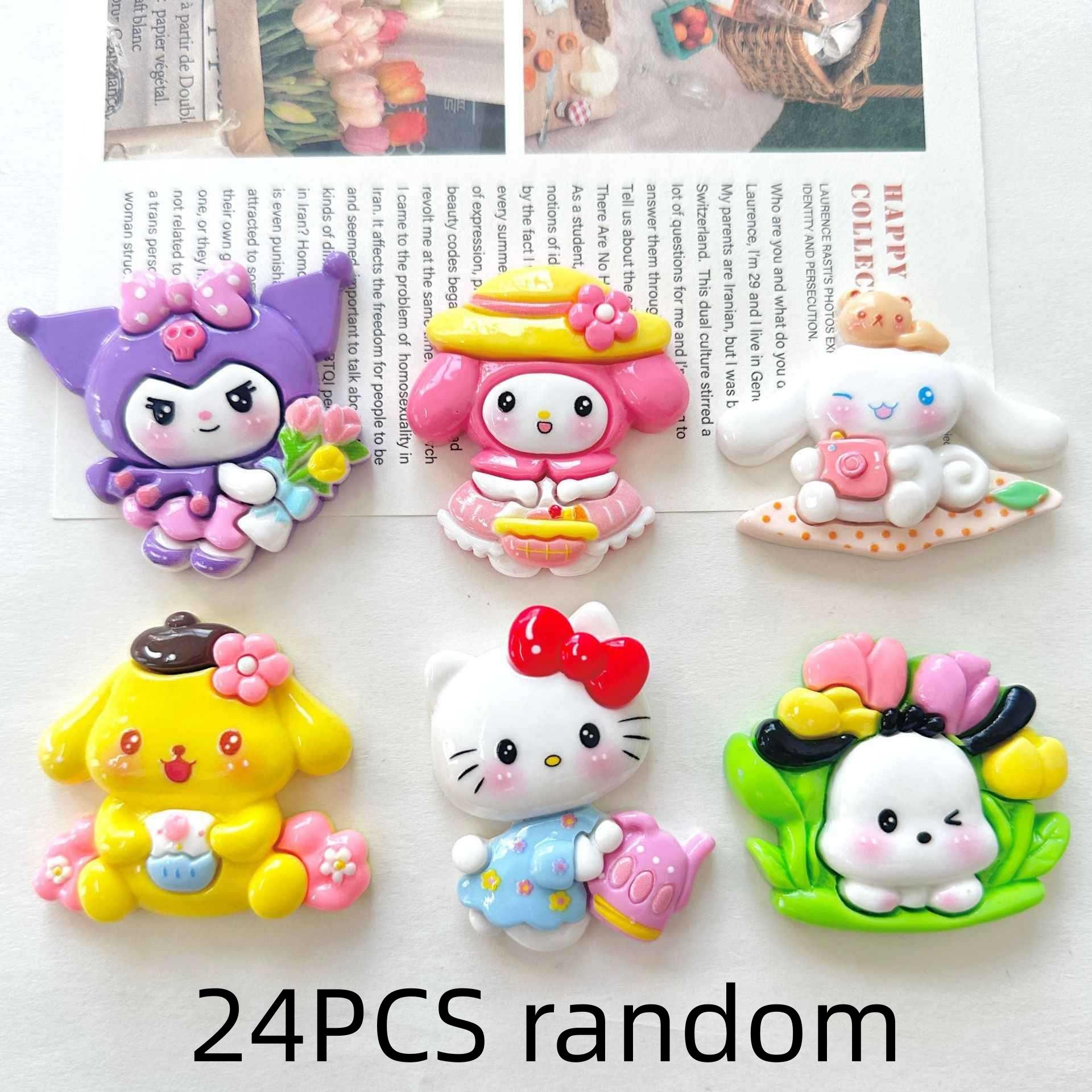 

24/120PCS Cartoon Garden DIY resin accessories, cream glue phone cases, hair clips, refrigerator stickers, handmade materials