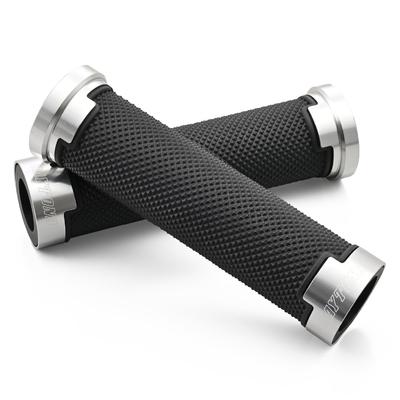 Daytona Grippy Grip Motorradgriff für Lenkerdurchmesser 125mm, Enddurchdringung Aluminiumring, Silber, 38497 22.2 GG-D-AL-BASE
