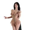 Sex underwear pure desire to avoid flowers and vines deep V-neck onesie sexy embroidered mesh tight suspender nightdress