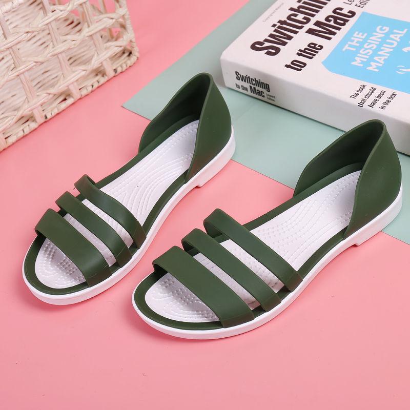 Sandales Plates Polyvalentes Chaussures en Gelée Plastique Antidérapantes Chaussures de Pluie Imperméables Chaussures d'Été de Plage pour Femmes Fée