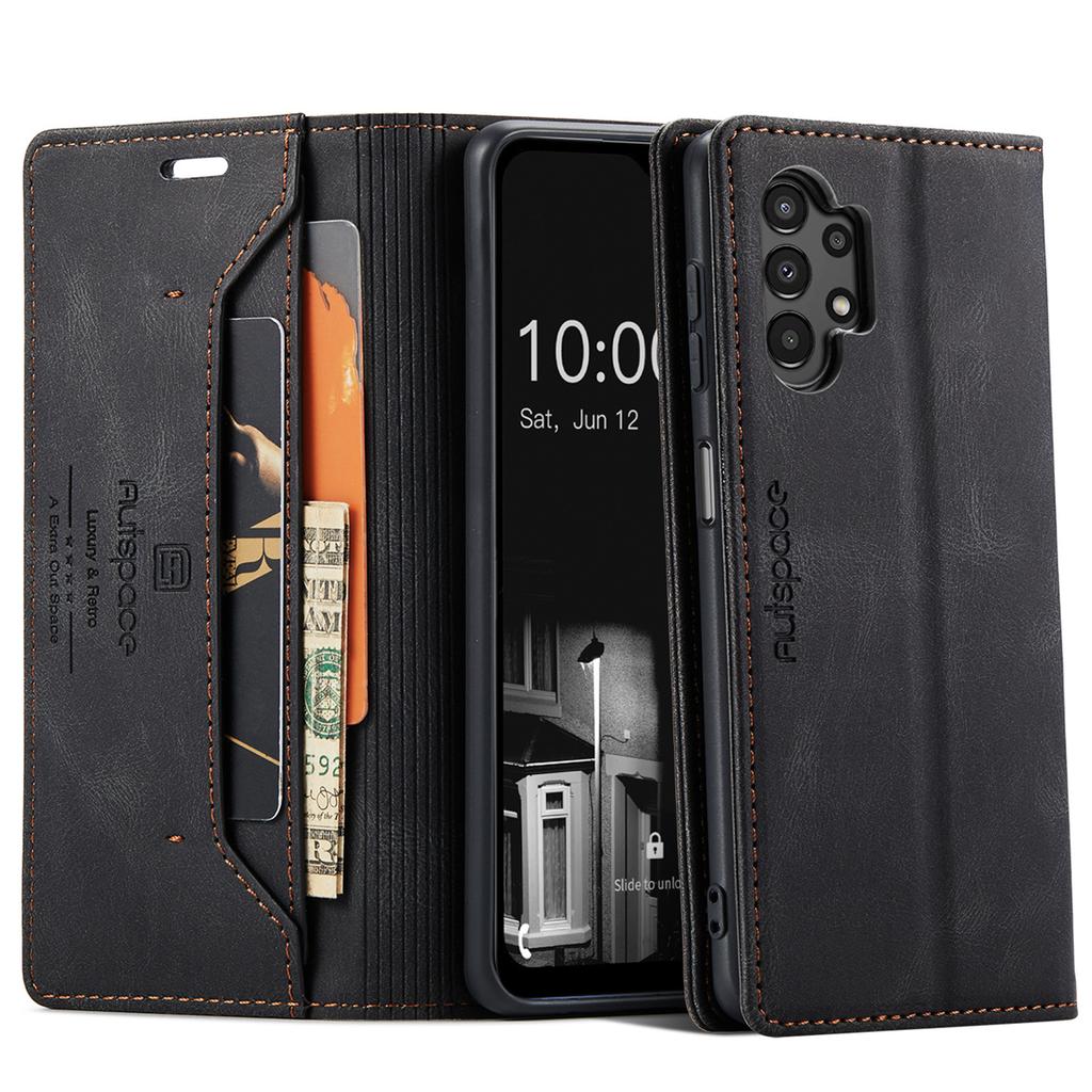 Premium Vintage Leather Wallet Case for Samsung Galaxy A14 4G/5G - RFID Protection Flip Cover with Card Slots, Shockproof Retro Style (4 Colors)