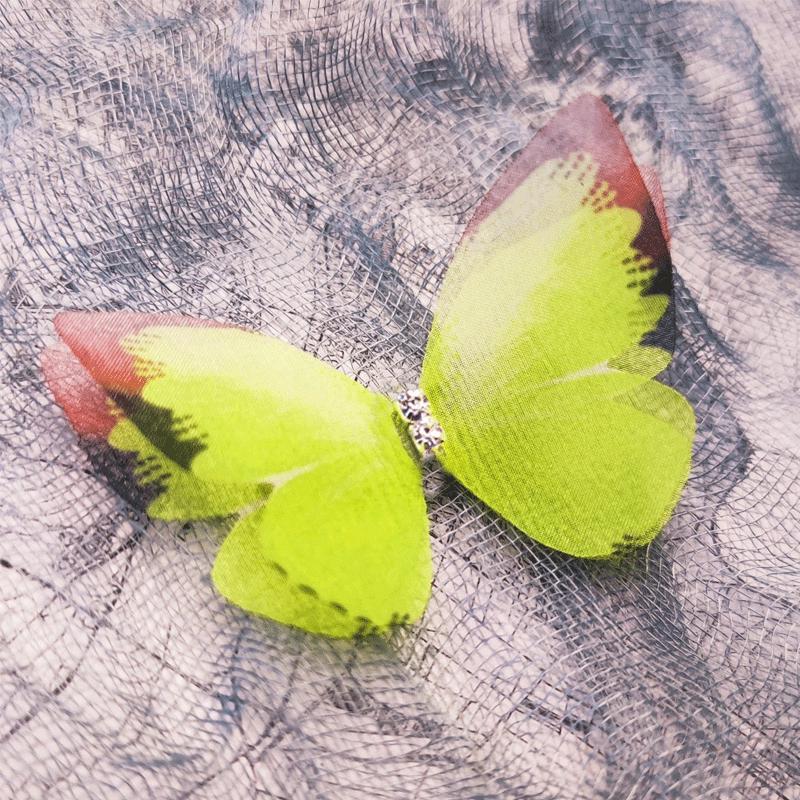 Wish New Multicolor Double-Layer Sheer Butterfly Hair Clip - Cute Children's Accessory with Vintage European Style