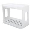 Double Layer Desktop Storage Rack Large Capacity Fence Design White Cosmetics Desktop Plastic Storag