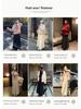 Baishiwang Women's High-Waisted A-Line Pleated Skirt, Autumn/Winter Long Loose Slimming Design.