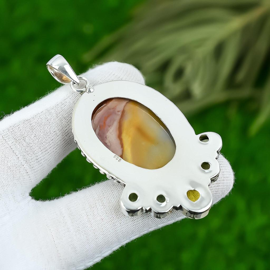 Natural Mookaite Gemstone Pendant 925 Sterling Silver Indian Jewelry For Girls