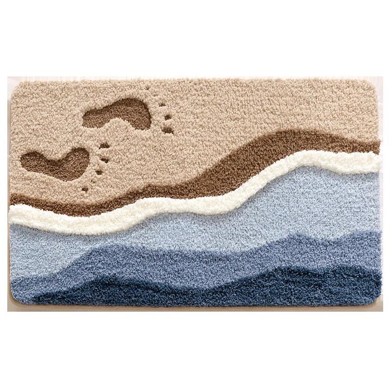 High Quality Microfiber Flocked Bath Mat Bathroom Decorative Floor Mat Super Absorbent Non-slip Bathroom Rug 50x80/50x100CM